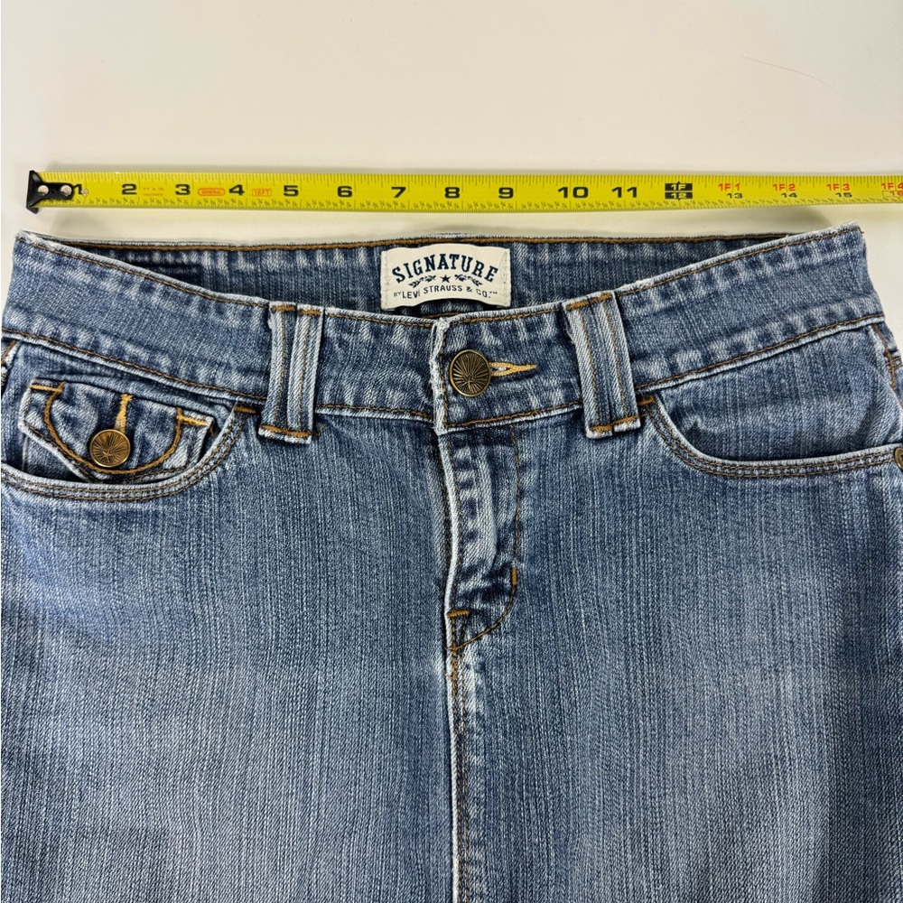 Levis Signature‎ Size 6 Jean Skirt Cotton Spandex Blend Pockets Denim - Picture 5 of 8